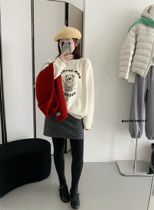 老米优品🎈2色入！《卡通小熊澳绒宽松长袖tee》秋冬打底松弛感满满，显瘦又温暖！T251201A 商品图4