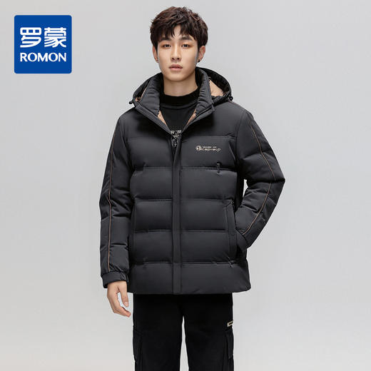 【可拆卸帽子】罗蒙冬季羽绒服可拆卸连帽外套保暖御寒可立领百搭羽绒外套 商品图0