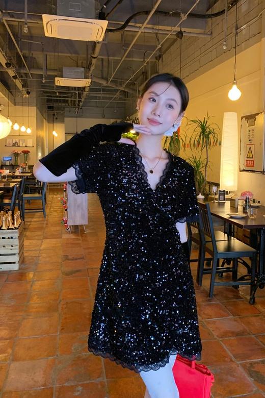 ELLA JADE 名媛礼服亮片小黑裙连衣裙 21886 商品图0