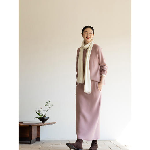 牧衣游原创 纯净羊毛毛织半裙冬极简气质显瘦百搭黑色半身裙 知韵 商品图2