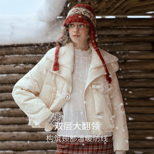 OLrain欧芮儿2025新款冬季精致双层领毛领蓬松时尚短款羽绒服女 商品图1