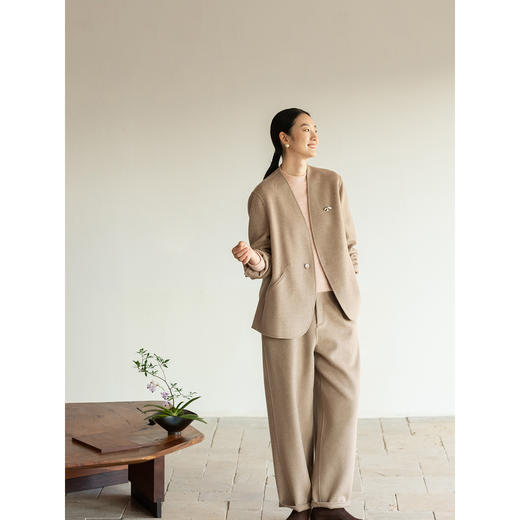 牧衣游原创 双面呢裤子女冬季新款软糯厚实保暖宽松休闲裤 影月幽 商品图2