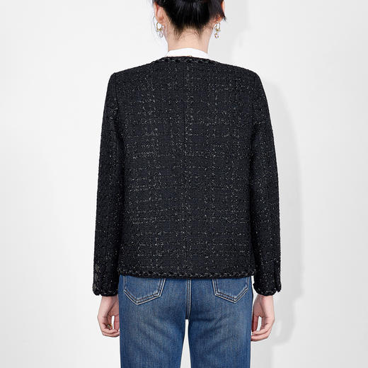 「高货wl」全新升级【铂金会员367/天猫499/差价132】(01629)洛诗琳亮丝编织羊毛混纺外套2025秋冬小香风粗花呢外套女 商品图1