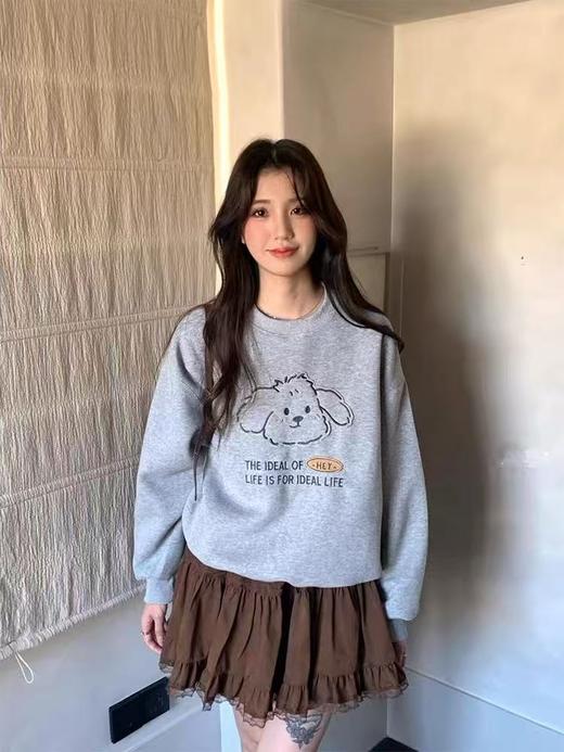 【工艺卫衣】egg品牌爆款～重工刺绣～趣味狗狗宽松短款卫衣-喜出 商品图2