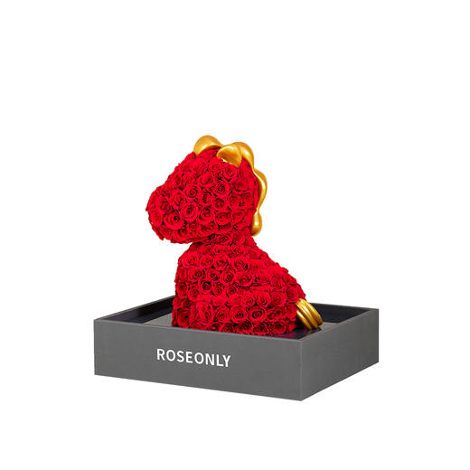 【马年爱礼】ROSEONLY诺誓 高端定制 永生玫瑰 玫瑰公仔 玫瑰马  30cm  定制款 送女友爱人礼物 商品图6