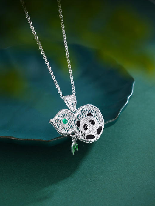 子佩集S990银【福禄熊宝】套链【DSTL003】纯银大师工坊原创作品熊猫葫芦花丝项链珐琅彩项链2412 商品图0