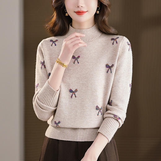 女士半高领打底衫，时尚洋气宽松显瘦遮肚上衣CC-101-35567 商品图0