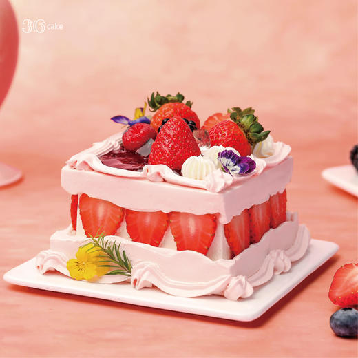 芭蕾草莓 ‧ 红颜 草莓伯牙红丝绒 蛋糕，可选5,6,8英寸 商品图0