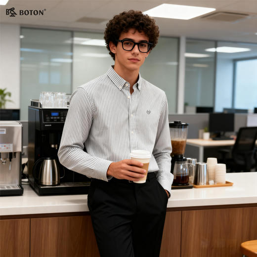 波顿男士长袖条子衬衫MS077124Z 商品图4