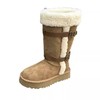 高筒羊毛一体  卷边骑士靴女款 雪地靴金属扣高筒厚底羊毛雪地靴 商品缩略图0