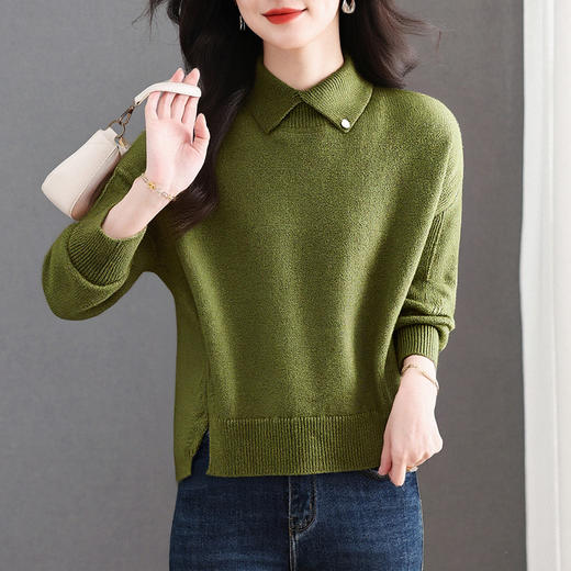 宽松显瘦打底衫时髦洋气减龄，娃娃领上衣冬季内搭毛衣CC-XFY-3307 商品图0