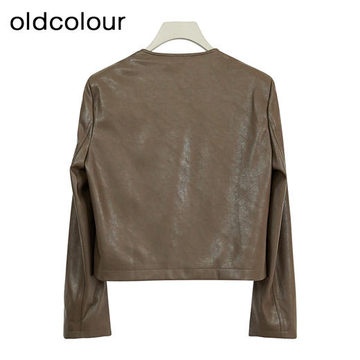 oldcolour欧珂冬季皮衣时尚休闲通勤纯色短外套女BQ480407A1 商品图1