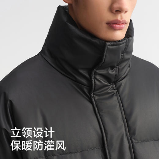 CHINISM赤尘 白鸭绒立领宽松短款羽绒服男冬季男士轻薄黑色外套 商品图3