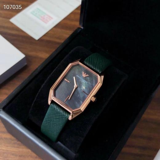 【暖冬特惠 限时6折抢】Armani阿玛尼石英手表 时尚方盘小绿表休闲皮带石英女表AR11149 商品图8