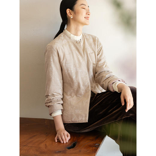 牧衣游原创 丝棉提花95级高蓬松红嘴雁绒羽绒服外套保暖质朴 浅巷 商品图2