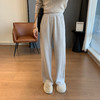 丁摩 垂感人字纹秋冬臧肉加厚软糯宽松拖地羊毛裤直筒裤女秋冬必备5ZF-1215 商品缩略图1