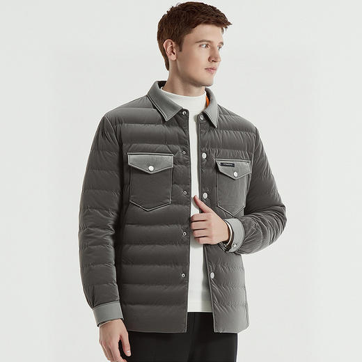 罗蒙白鸭绒羽绒服翻领灯芯绒面料保暖舒适暖和休闲通勤日常棉服外套 商品图2