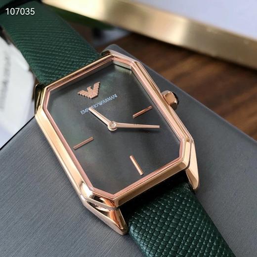 【暖冬特惠 限时6折抢】Armani阿玛尼石英手表 时尚方盘小绿表休闲皮带石英女表AR11149 商品图7