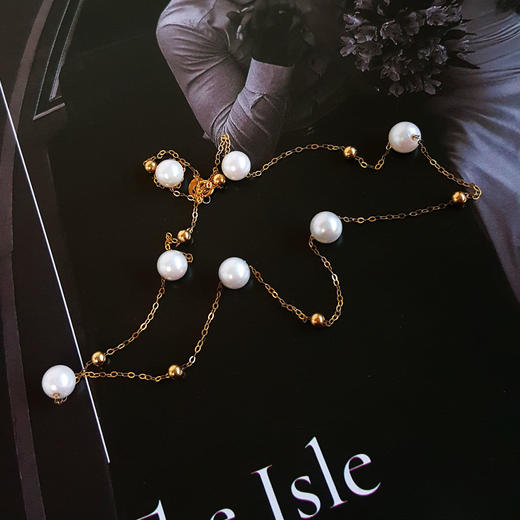 【天然正品】AU750玫瑰金镶天然近圆约6.3MM AKOYA海水珍珠满天星项链191125TJ02 特价 商品图5