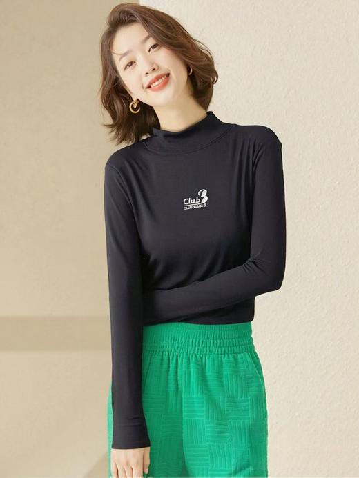 【超值特卖】3513刺绣小标字母长袖T恤打底衫-喜出 商品图0