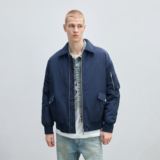 CHINISM赤尘 不易跑棉短款飞行员夹克男秋冬保暖潮牌加厚棉衣外套 商品图2