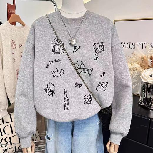 【工艺卫衣】egg品牌爆款～重工刺绣～重工蛋糕刺绣宽松短款卫衣-喜出 商品图4