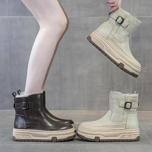 雀说 冬季加绒加厚短靴韩版保暖厚底增高防滑保暖棉鞋9717 商品图3