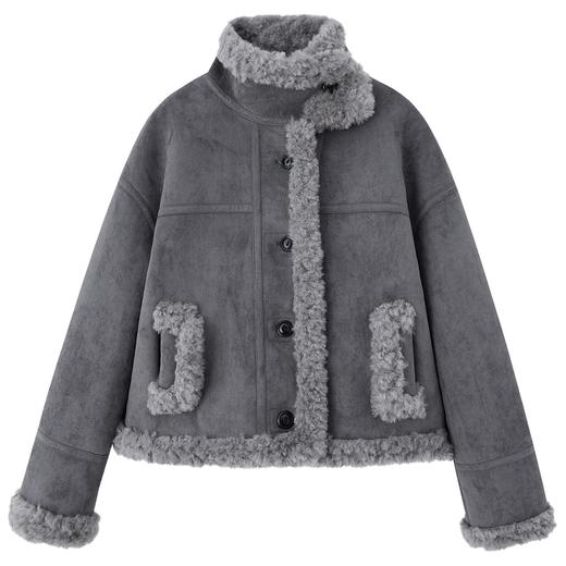 加绒皮毛一体短外套，时髦洋气加厚保暖羊羔毛外套HR-WJ5909 商品图4