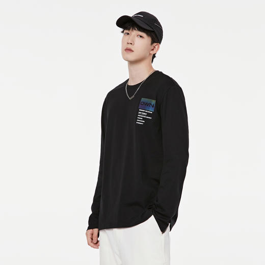 GXG男装【简约字母】秋季时尚百搭男款圆领休闲长袖t恤上衣K&C 商品图1