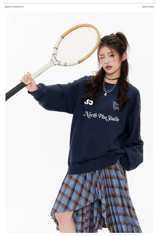 🔥🔥【潮牌卫衣】圆领颗粒绒～蝴蝶35字母印花加绒颗粒绒卫衣-喜出 商品图0