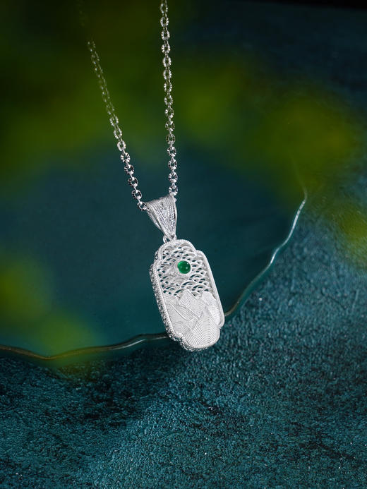 子佩集S990银【山河湘貌】小号套链【DSTL001】纯银大师工坊原创作品山水花丝项链2412 商品图0