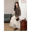 鹿向南「温光凝雾」温柔风白色半身裙女秋冬高腰垂感A字网纱长裙 商品缩略图3