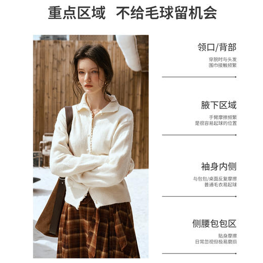 olrain白色花边小落肩袖针织衫开衫上衣女冬季2025新款宽松毛衣 商品图2