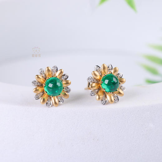【青春】小雏菊祖母绿耳钉-EZ12406087 商品图1