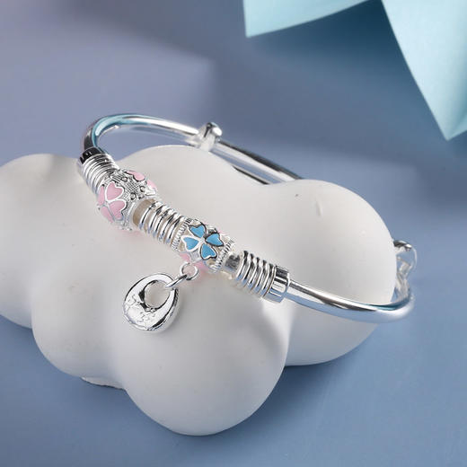 【宏艺珠宝】粉漾蓝心·足银手镯 商品图0