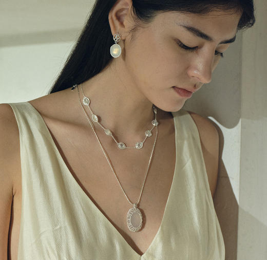 SOFT ROOM	蕾丝银茧双链项链 商品图3