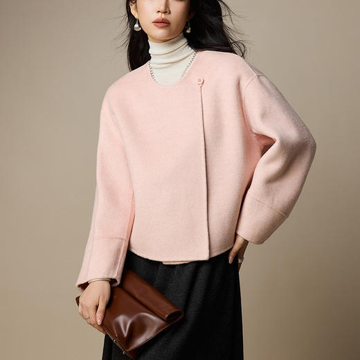 「自」全新升级【铂金会员661/天猫899/差价238】(23705)洛诗琳气质双面羊毛外套2025秋冬新款小个子短款毛呢外套 商品图0