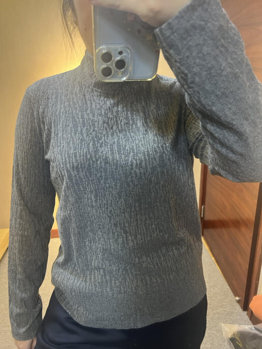 水淼大码女装2025新款高弹肌理磨毛打底衫1881 商品图2