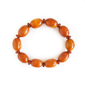 【天然正品】天然无杂裂满蜜鸡油黄约15.5*11.5MM老蜜蜡手串281125NJM12 特价