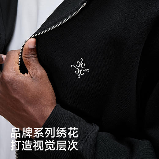 CHINISM赤尘 针织空气层宽松落肩连帽开衫卫衣男秋季休闲拉链外套 商品图3