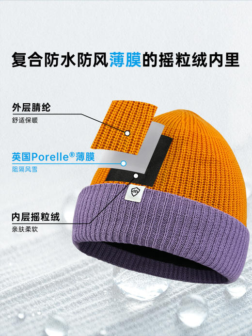 DexShell 戴适 撞色翻边防风雪针织帽2.0 DH32511 商品图3