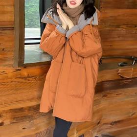两面穿中长款棉服女2025冬季新款时尚保暖休闲连帽派克服网红外套