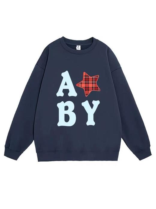 🔥🔥【潮牌卫衣】圆领牛奶绒～美式星星字母印花加绒牛奶绒卫衣-喜出 商品图3