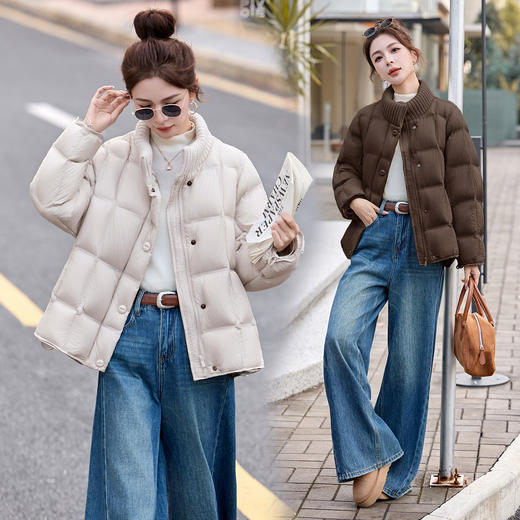 HR WYN1085休闲风针织拼接羽绒服时尚韩版保暖外套 商品图1