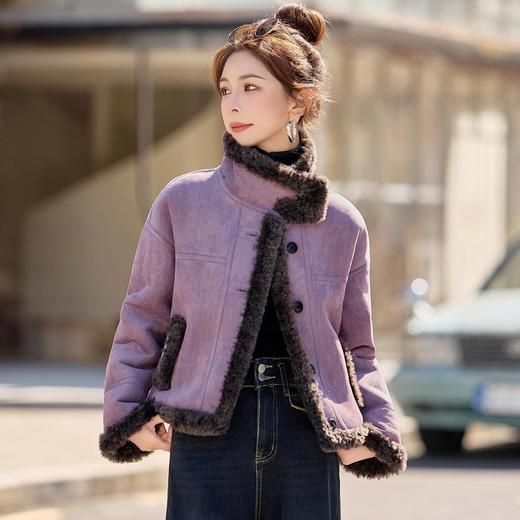 加绒皮毛一体短外套，时髦洋气加厚保暖羊羔毛外套HR-WJ5909 商品图2