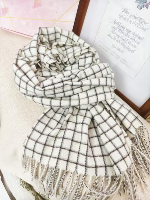 MH竹纤维女士时尚小格子流苏围巾67108 商品图1