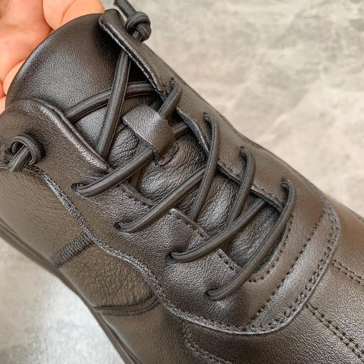 头层牛皮Ecc男士秋冬加绒松紧鞋带一脚蹬德训皮鞋 商品图6