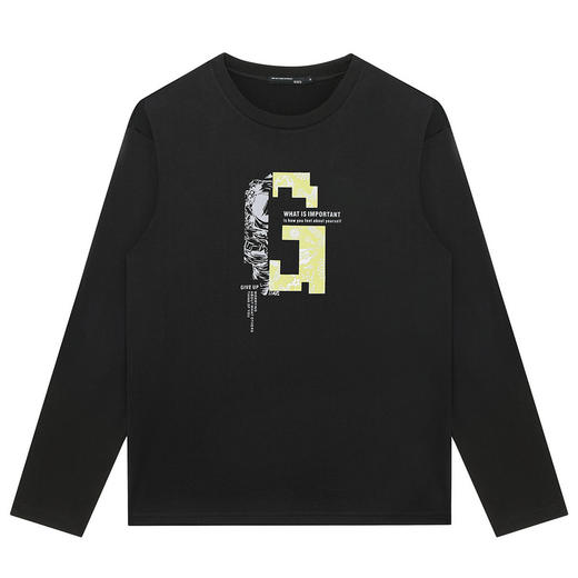 GXG男装【纯棉】春季时尚百搭圆领上衣男款休闲长袖T恤K&C 商品图3