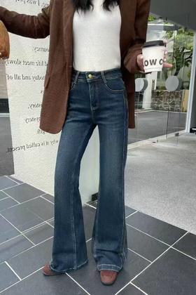 🔥🔥【2025爆款牛仔】磨毛绒立体微喇裤～9619女神秋冬磨毛微喇裤-喜出