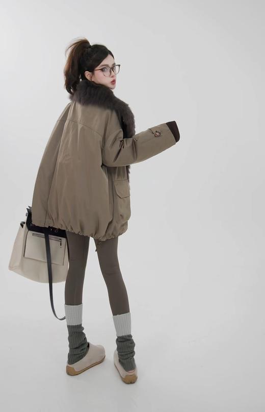 小众订单可拆卸超大貉子毛领鹅绒内胆皮草派克羽绒服 商品图10